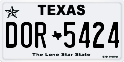 TX license plate DOR5424