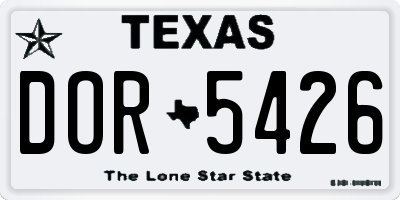 TX license plate DOR5426