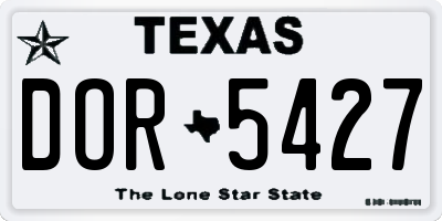 TX license plate DOR5427