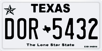 TX license plate DOR5432