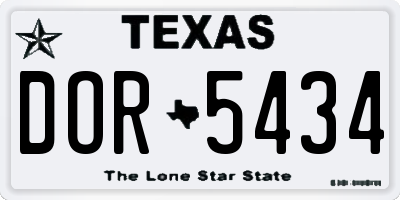 TX license plate DOR5434