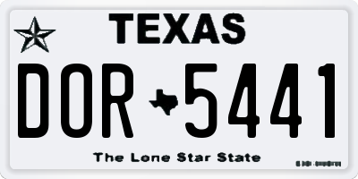 TX license plate DOR5441