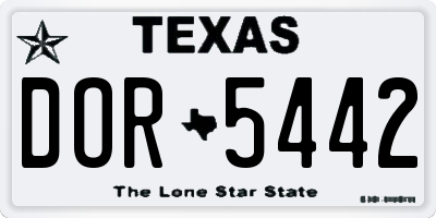 TX license plate DOR5442