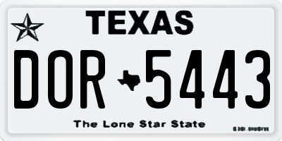 TX license plate DOR5443