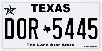 TX license plate DOR5445