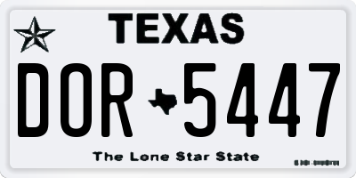 TX license plate DOR5447