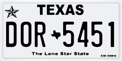 TX license plate DOR5451