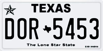 TX license plate DOR5453