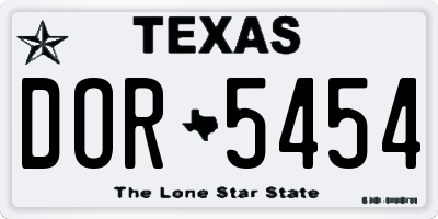 TX license plate DOR5454