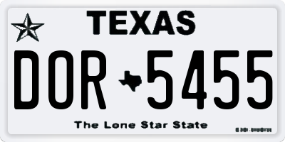 TX license plate DOR5455