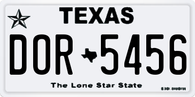 TX license plate DOR5456