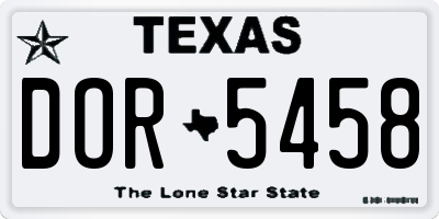 TX license plate DOR5458