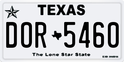 TX license plate DOR5460