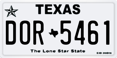 TX license plate DOR5461