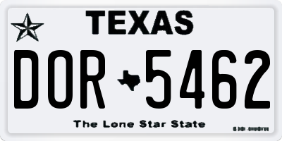 TX license plate DOR5462