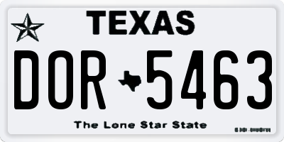 TX license plate DOR5463