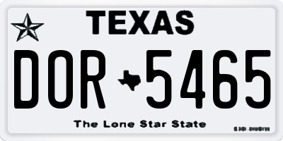 TX license plate DOR5465