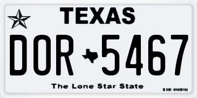 TX license plate DOR5467