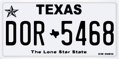 TX license plate DOR5468