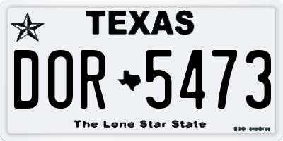 TX license plate DOR5473