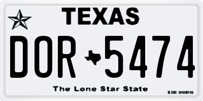 TX license plate DOR5474