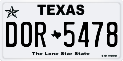 TX license plate DOR5478