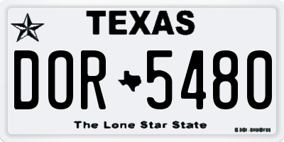 TX license plate DOR5480