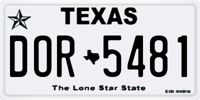 TX license plate DOR5481