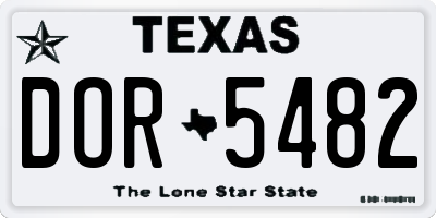 TX license plate DOR5482