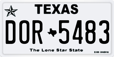TX license plate DOR5483