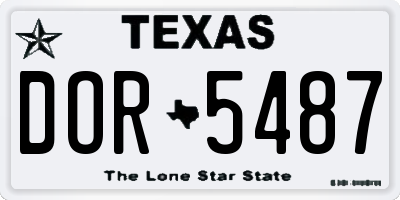 TX license plate DOR5487