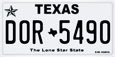 TX license plate DOR5490