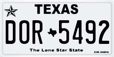 TX license plate DOR5492