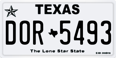 TX license plate DOR5493