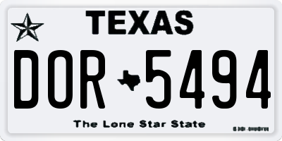 TX license plate DOR5494