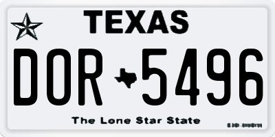 TX license plate DOR5496