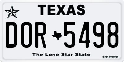 TX license plate DOR5498