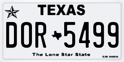 TX license plate DOR5499