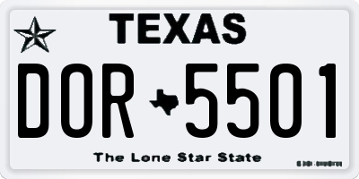 TX license plate DOR5501