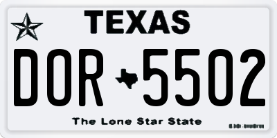 TX license plate DOR5502