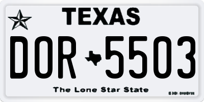 TX license plate DOR5503