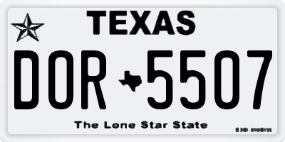 TX license plate DOR5507