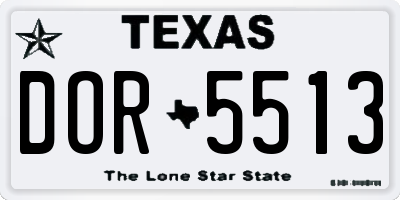 TX license plate DOR5513