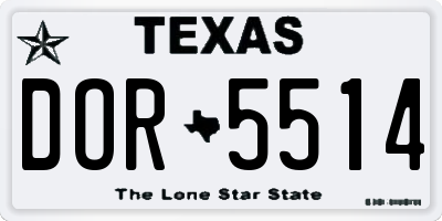 TX license plate DOR5514