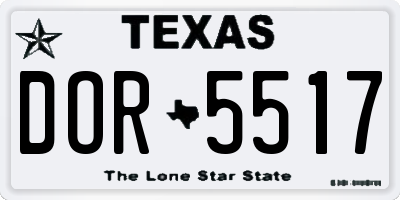 TX license plate DOR5517