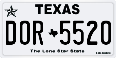TX license plate DOR5520