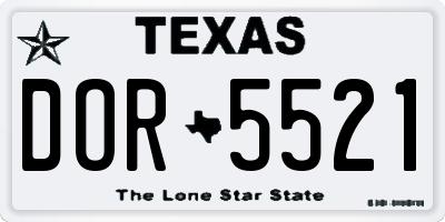 TX license plate DOR5521