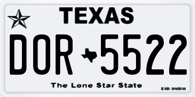 TX license plate DOR5522
