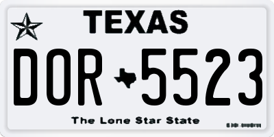 TX license plate DOR5523