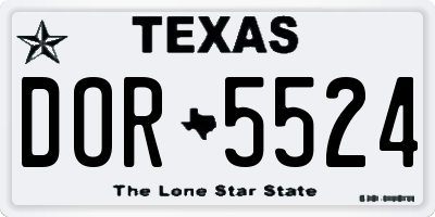 TX license plate DOR5524